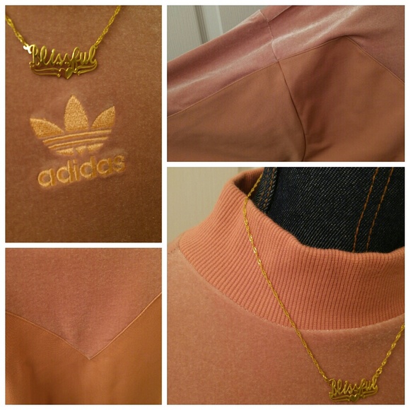 🎉HP!🎉💎NWT Adidas Pink Velvet Mix Sweatshirt - Picture 4 of 8